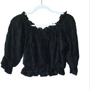 Surf Gypsy Eyelet Off The Shoulder Crop Boho Blouse Womens medium